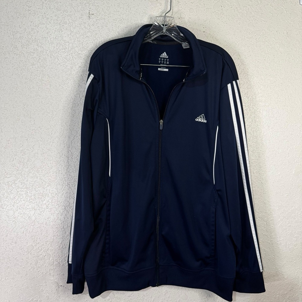Adidas Vintage 2008 Mens Jacket Navy Size XL Full Zip Polyester Windbreaker